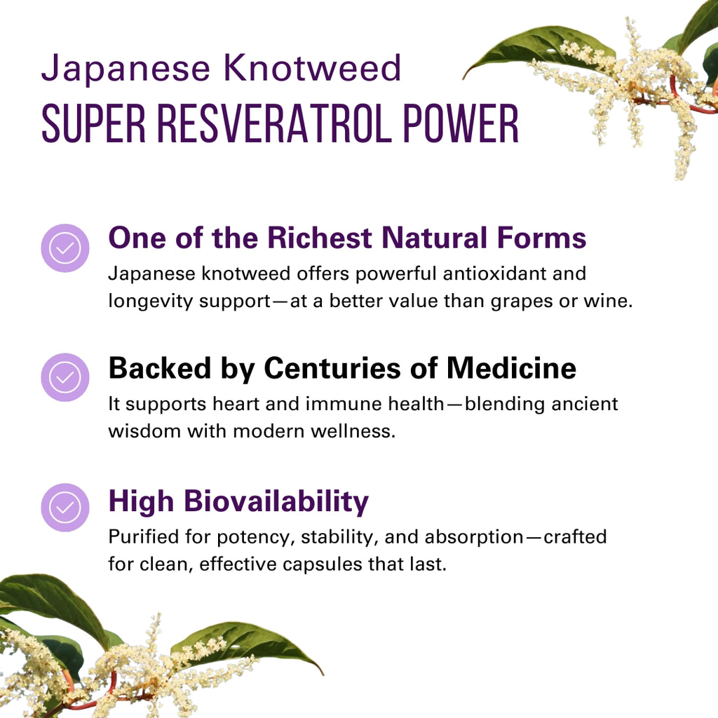 Resveratrol Purity+ Antioxidants Supplement, Anti Aging Support, Gut Health & Immune System - Purified Red Grape Extract for Men & Women - 60 Capsules