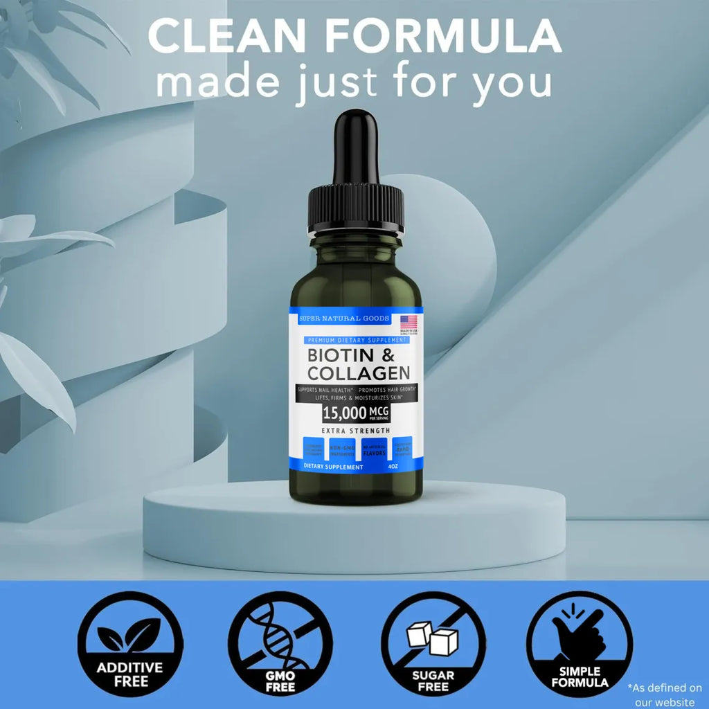 Liquid Biotin Collagen - Boost Healthy Hair, Skin, Nails (Made in USA)