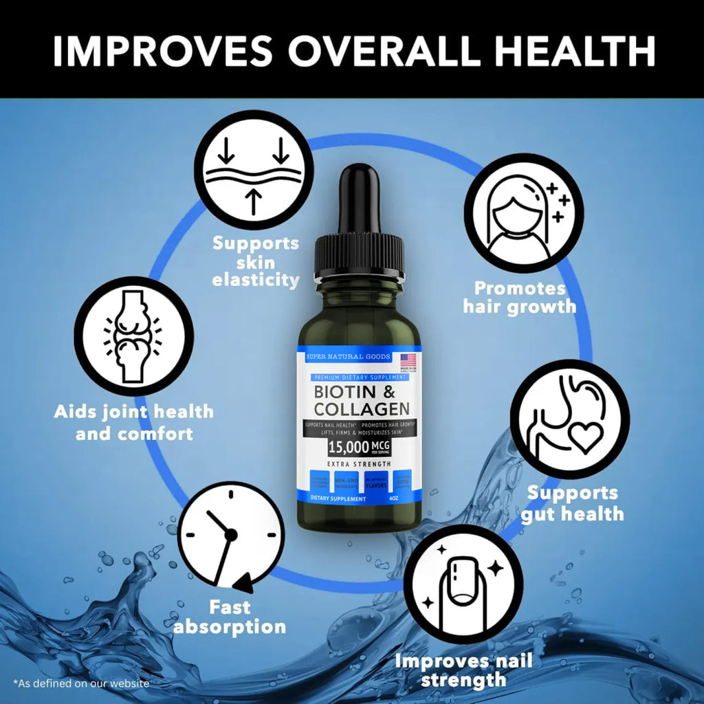 Liquid Biotin Collagen - Boost Healthy Hair, Skin, Nails (Made in USA)