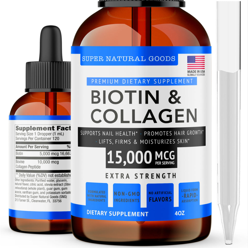 Liquid Biotin Collagen - Boost Healthy Hair, Skin, Nails (Made in USA)